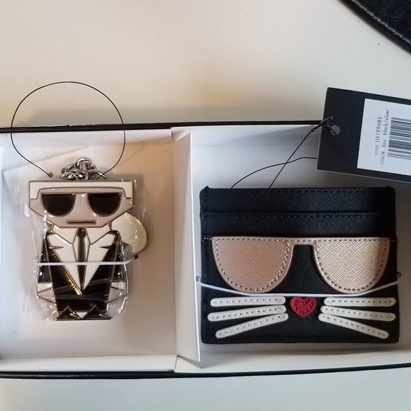Karl Lagerfeld Accessories - New 2 pc Set Karl Lagerfeld Chopette Kitty card holder key chain